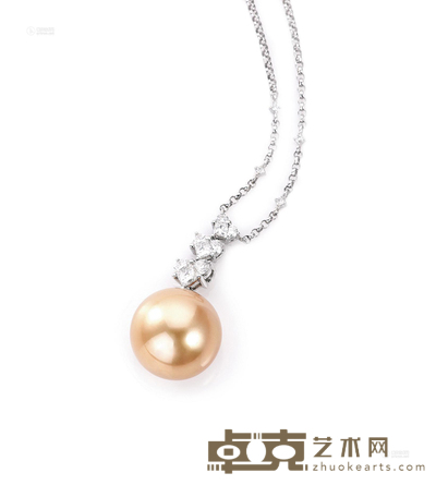 南洋金珠配钻石项链 --