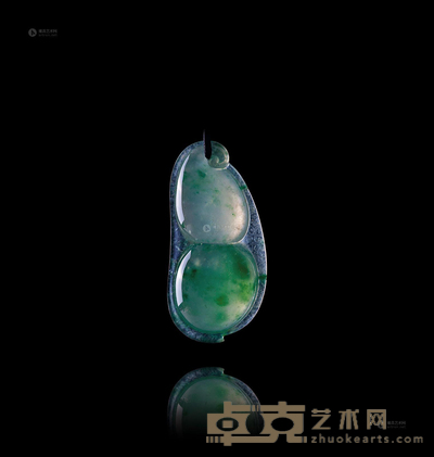 天然翡翠冰种飘花福豆挂件 --