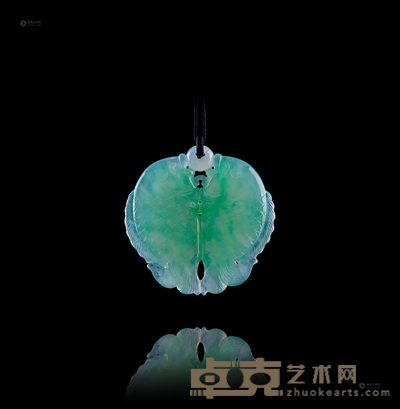 天然翡翠双鲤挂件 --