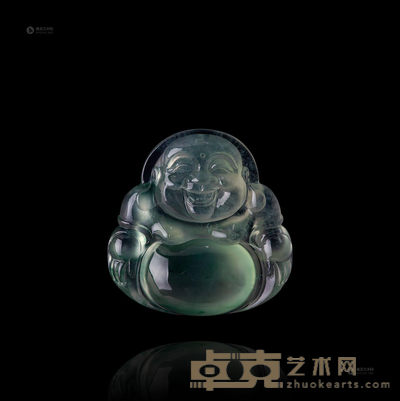 天然翡翠玻璃种弥勒佛挂件 --