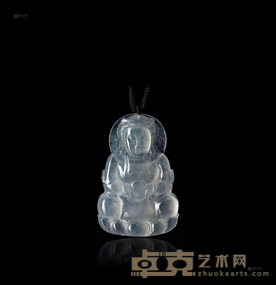 天然翡翠冰种素面观音挂件 --
