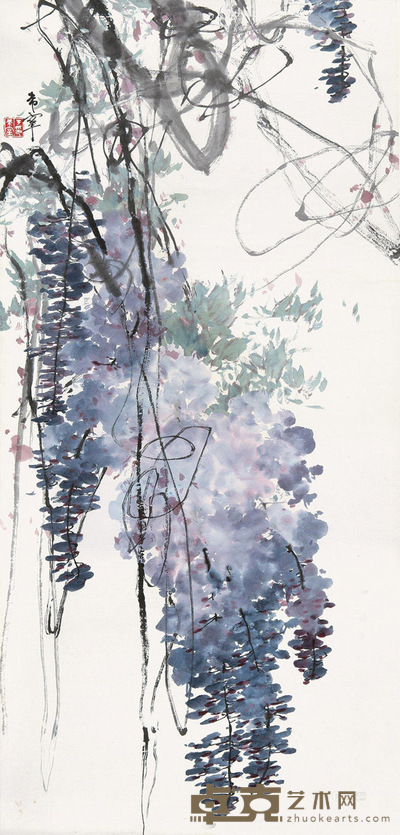 于希宁 藤萝 镜心 125×69cm