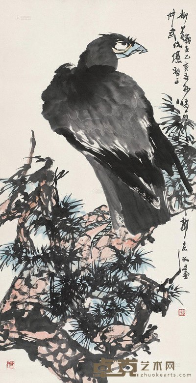 郭志光 1995年作 鹰 立轴 137.5×70cm