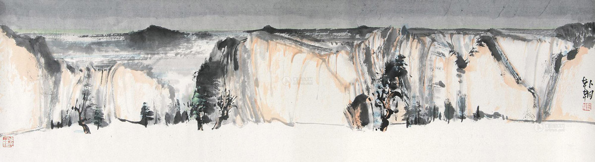韩朝 山水 镜心 34×136cm