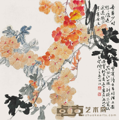 闻立圣 花鸟 68×68cm 约:4.16平尺