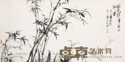 刘既明 1977年作 墨竹 镜心 136×68cm