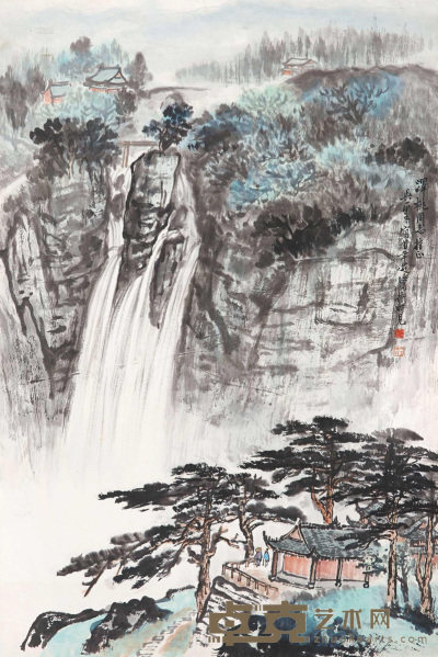 吴一峰 1980年作 山水 镜片 69.5×46cm
