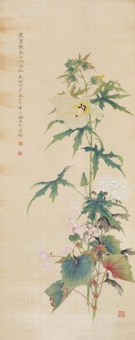 徐思珍 1906年作 花卉 立轴 设色绢本