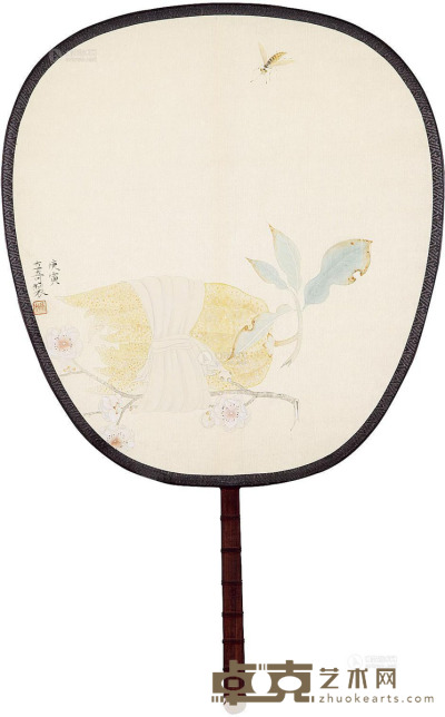 杨立奇 工笔花鸟 团扇 32×30cm