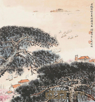 钱松嵒 太湖胜境 镜心 设色纸本 49×45cm