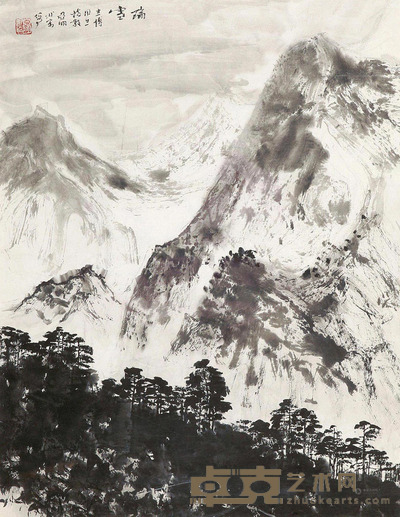 亚明 瑞雪 镜心 水墨纸本 58×45cm