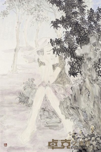 谭雷鸣 林荫少女系列一 68.5×45.5cm