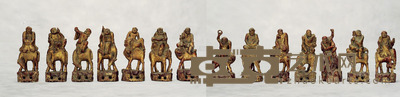 清 木雕漆金罗汉 （一组） 高25cm×14
