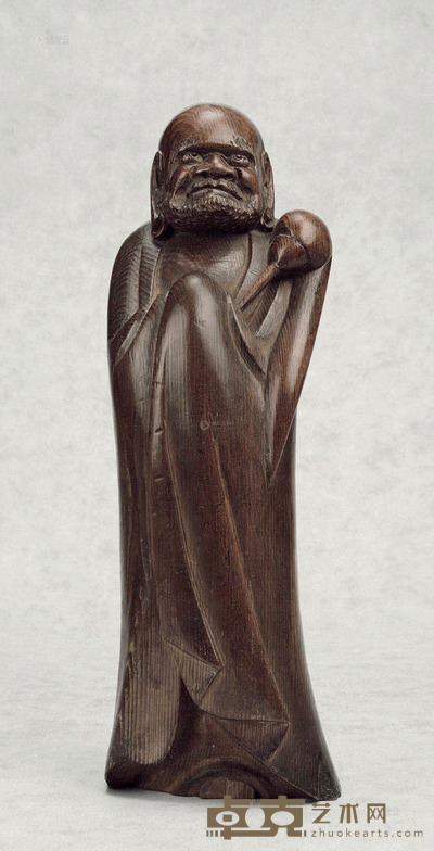 清 木雕达摩立像 高34cm