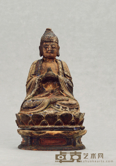 明 铁加彩毗卢遮那佛坐像 高32cm