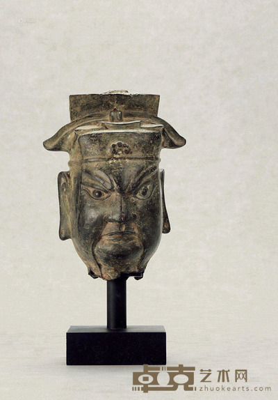 明 铜关公头像 高24.3cm