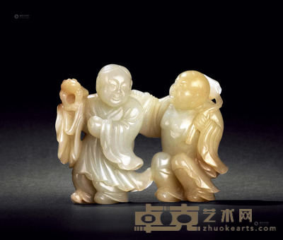 清 和合二仙摆件 高8cm
