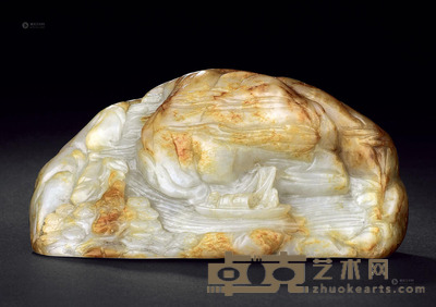 清 白玉诗文山子 长11cm