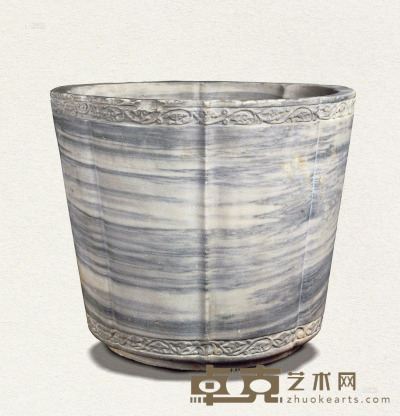 清 青白石花盆 48×41.5cm