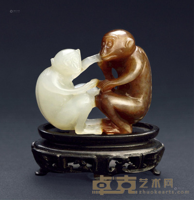 清 白玉巧雕代代封侯小摆件 高3.8cm
