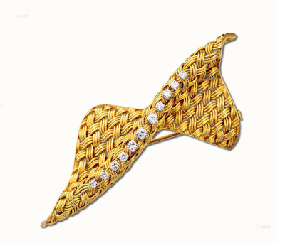 Tiffany 18K金 钻石胸针