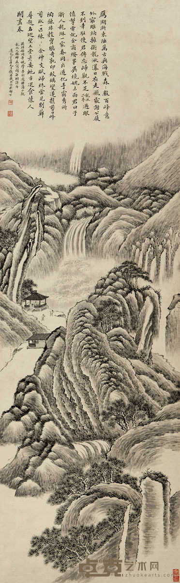 戴熙 道光27年（1847）年作 溪山行旅 128×39cm