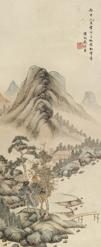 黄均（古）          丙申（1836）年作 临溪小筑 屏轴