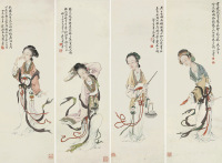 黄山寿     乙未（1895）年作 四美图 （四件） 屏轴