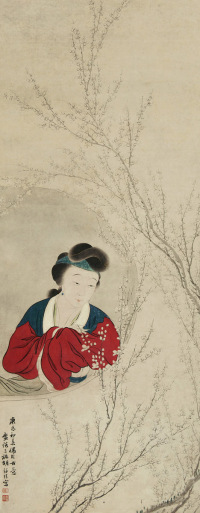 胡锡珪     庚辰（1880）年作 梅香盈袖 屏轴
