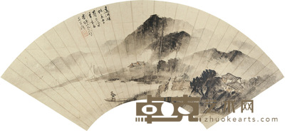 吴石僊     乙未（1895）年作 远浦归帆 扇片 17.5×50.5cm