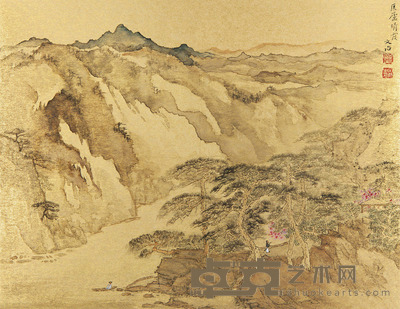 宋文治     匡庐晴霞  设色金笺 31.5×41cm