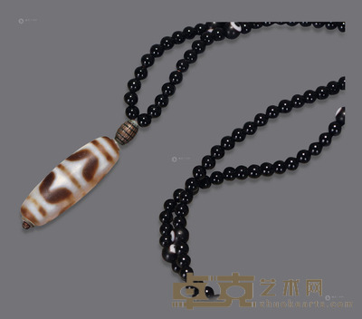 千年至纯双线水纹天珠项链 长3.6cm；直径1.2cm