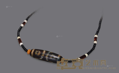千年至纯三眼绿玉髓天珠项链 长4.4cm；直径1.3cm