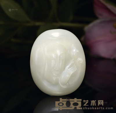 裘军毅 白玉莲心挂件 5.1×4.3×1.3cm