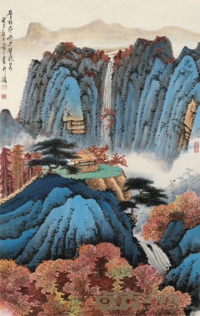 陈舜今 癸巳（2013）年作 层林尽染 镜框 设色纸本 98×47cm