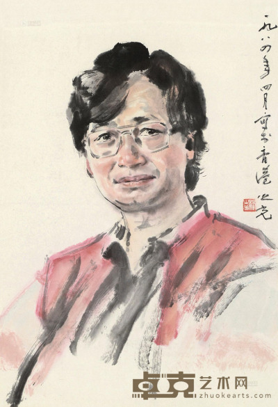 杨之光 黄家力像 镜框 设色纸本 66×45cm