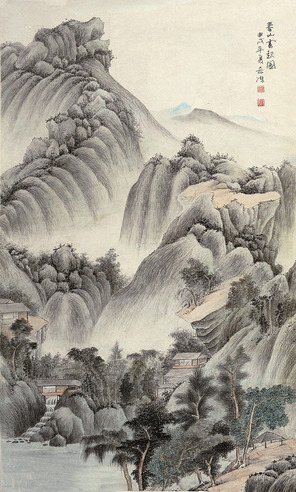 董希源 甲戌（1994）年作 春山云起图 镜片 设色纸本