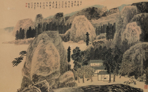 江兆申 癸酉（1993）年作 山中修禅 镜片 设色纸本