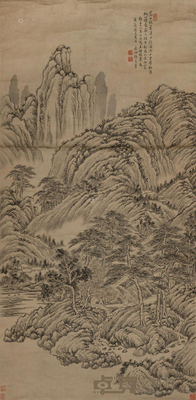 张宗苍 杖藜溪上行 镜片 水墨纸本 132.5×64.5cm