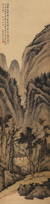 金心兰 癸卯（1903年）作 仿关仝山水 屏轴 纸本