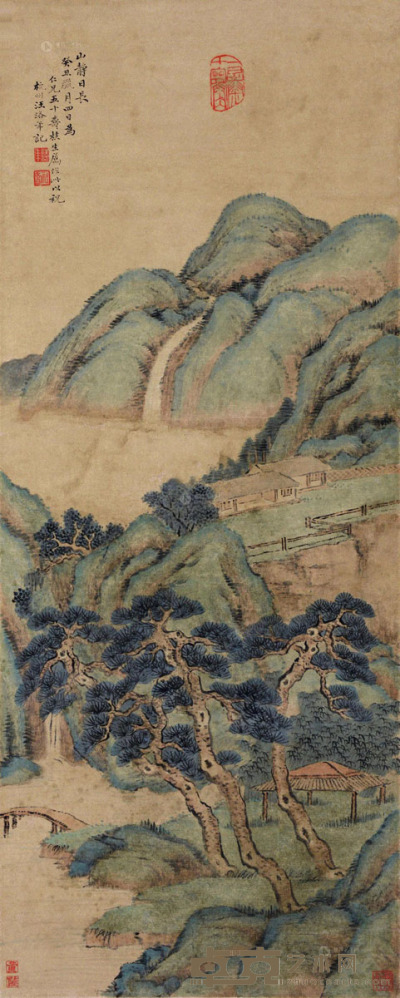 汪洛年 癸丑（1913年）作 山静日长 立轴 设色纸本 84.5×33.5cm