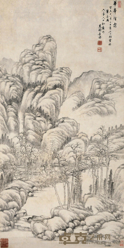 岳礼 华峰烟霭 立轴 水墨纸本 100×50.5cm