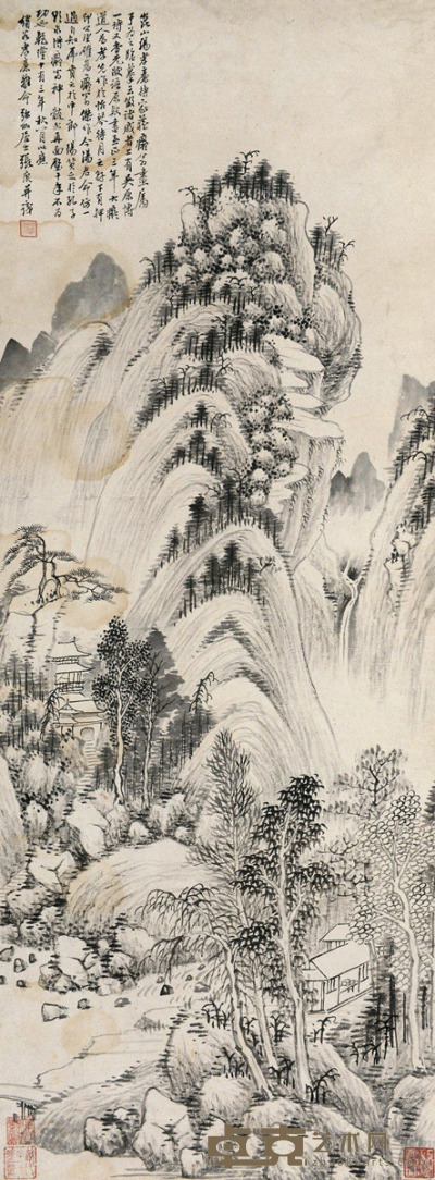 张庚 山居图 立轴 水墨纸本 105×39.5cm