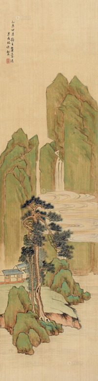 林纾 乙未（1895）年作 青山白云 立轴 设色绢本