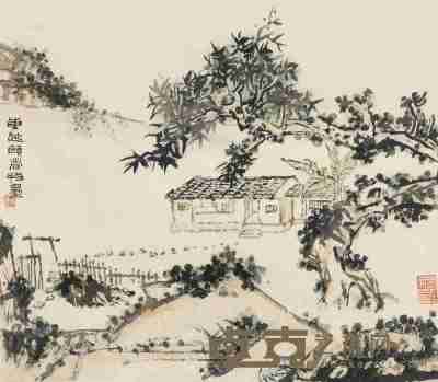 潘天寿 松林故居 镜片 设色纸本 40×45cm