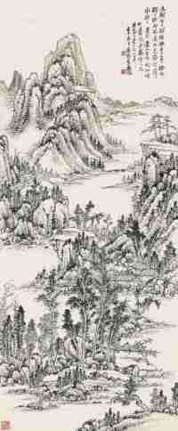 吴徵 壬午（1942）年作 溪云漠漠 镜片 水墨纸本