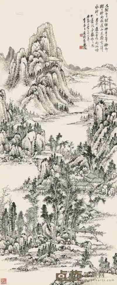 吴徵 壬午（1942）年作 溪云漠漠 镜片 水墨纸本 134×55.5cm