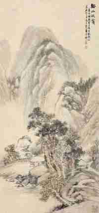 胡公寿 辛巳（1881）年作 溪山秋霭 立轴 水墨纸本