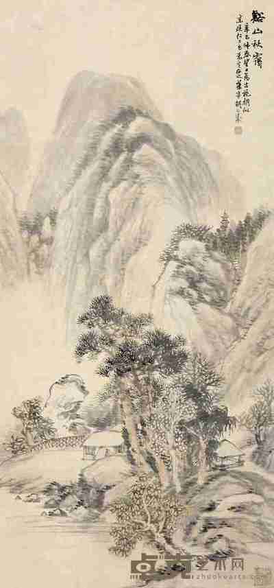 胡公寿 辛巳(1881)年作 溪山秋霭 立轴 水墨纸本 148.5×69.5cm