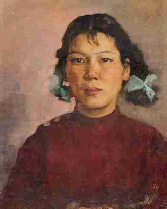 费以复 蓝色发夹 油彩 画布
